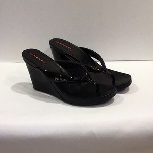 Prada patent leather thong sandal